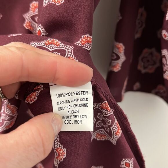 Papermoon Larie Crew Neck Blouse - Maroon - Size Small - Picture 9 of 11